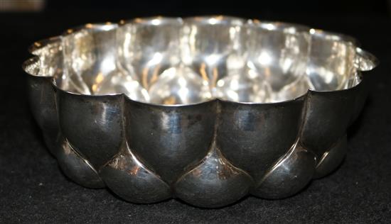 Cusped German silver bowl